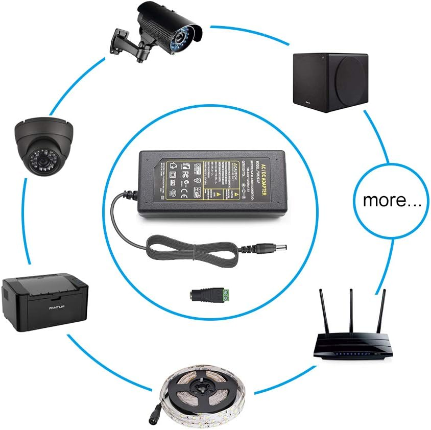 DC 12 V Desktop-Netzteiladapter 36 W–120 W, AC 100–240 V Eingang, Schalttransformator-Ladegerät mit US/UK-Stecker – für LED-Streifenlichter, CCTV, Pumpen und Elektronik