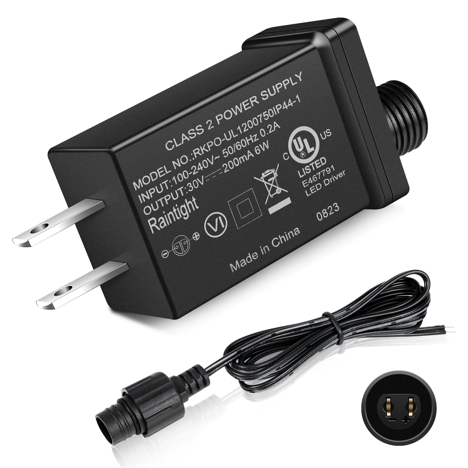 IP44 Class 2 Power Supply, AC 100–240V to DC 4.5V/12V/24V/30V Adapter Transformer, Waterproof Outdoor LED Driver for Inflatable Decorations, String Lights, Christmas Trees — US Plug