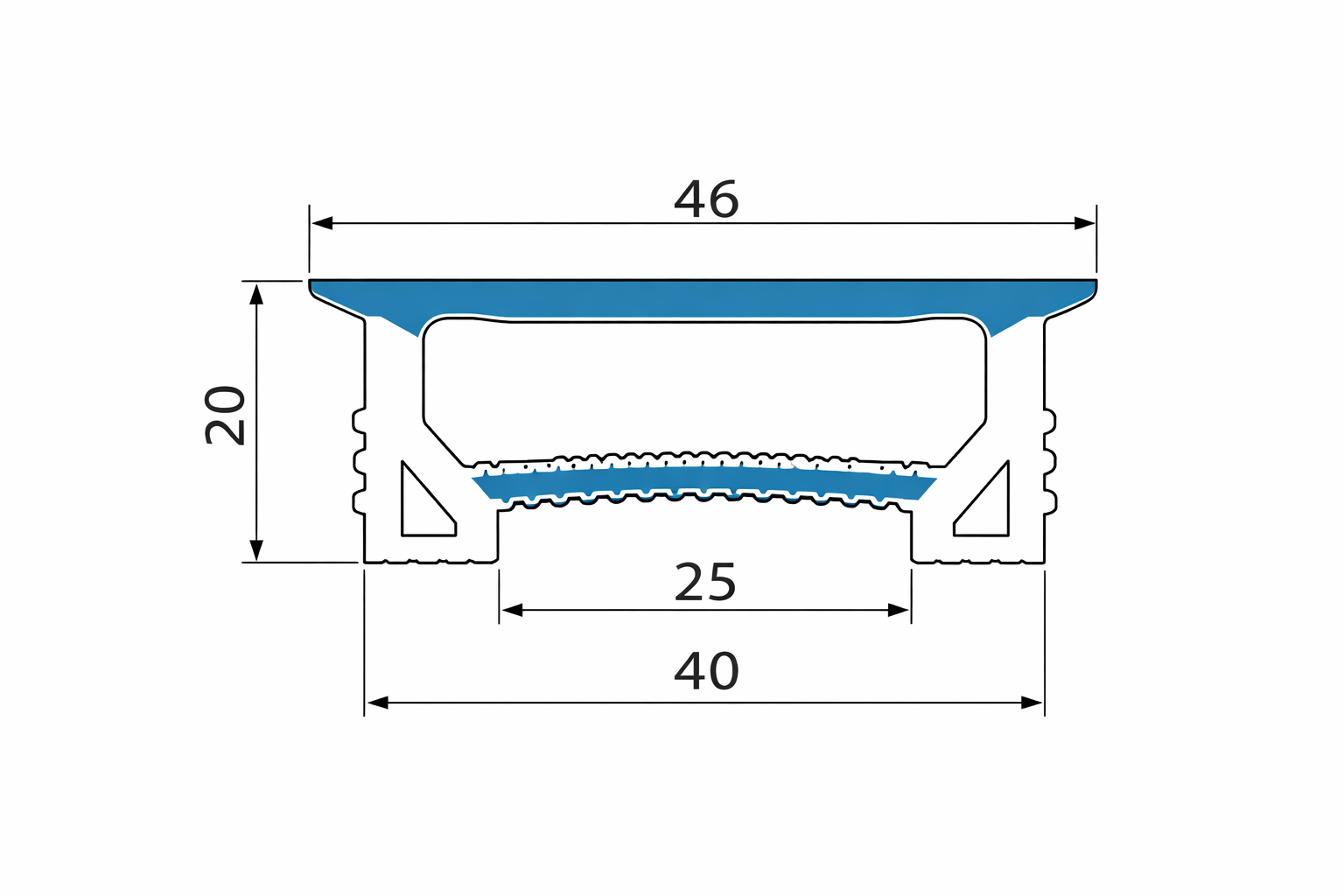 Boîtier pour néon – S2020 Noir | Système de canaux LED en silicone 20 x 20 mm | Étanchéité IP67 | Largeur du circuit imprimé 12 mm | 50 m | Stock local États-Unis/Royaume-Uni/Allemagne