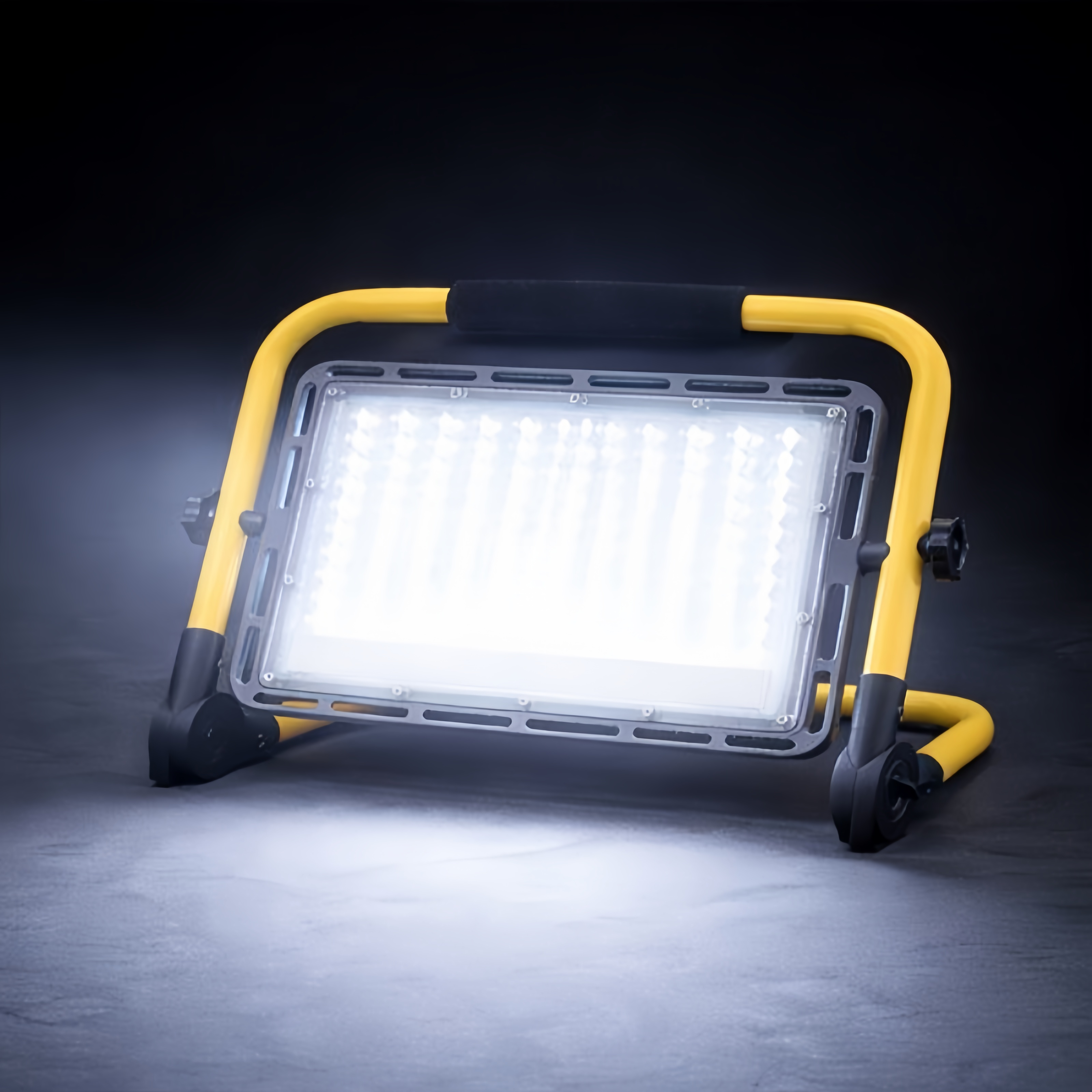 FL-R Series Rechargeable Portable LED Floodlight – 100W / 200W / 300W / 400W | Cool White | IP65 Waterproof Work Light with Lithium Battery & Remote Control for Outdoor, Camping & Emergency Use | Yellow Frame | 2 / 10-Pack
