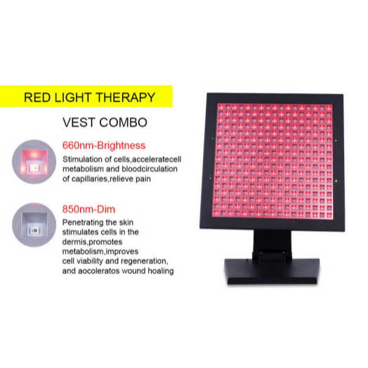LED Red Light Therapy Panel W/ Built-in Desktop Folding Bracket -50W Black LED Panel Deep 660nm and Near-Infrared 850nm LED Light Combo for Skin Beauty, Pain Relief of Muscles and Joints