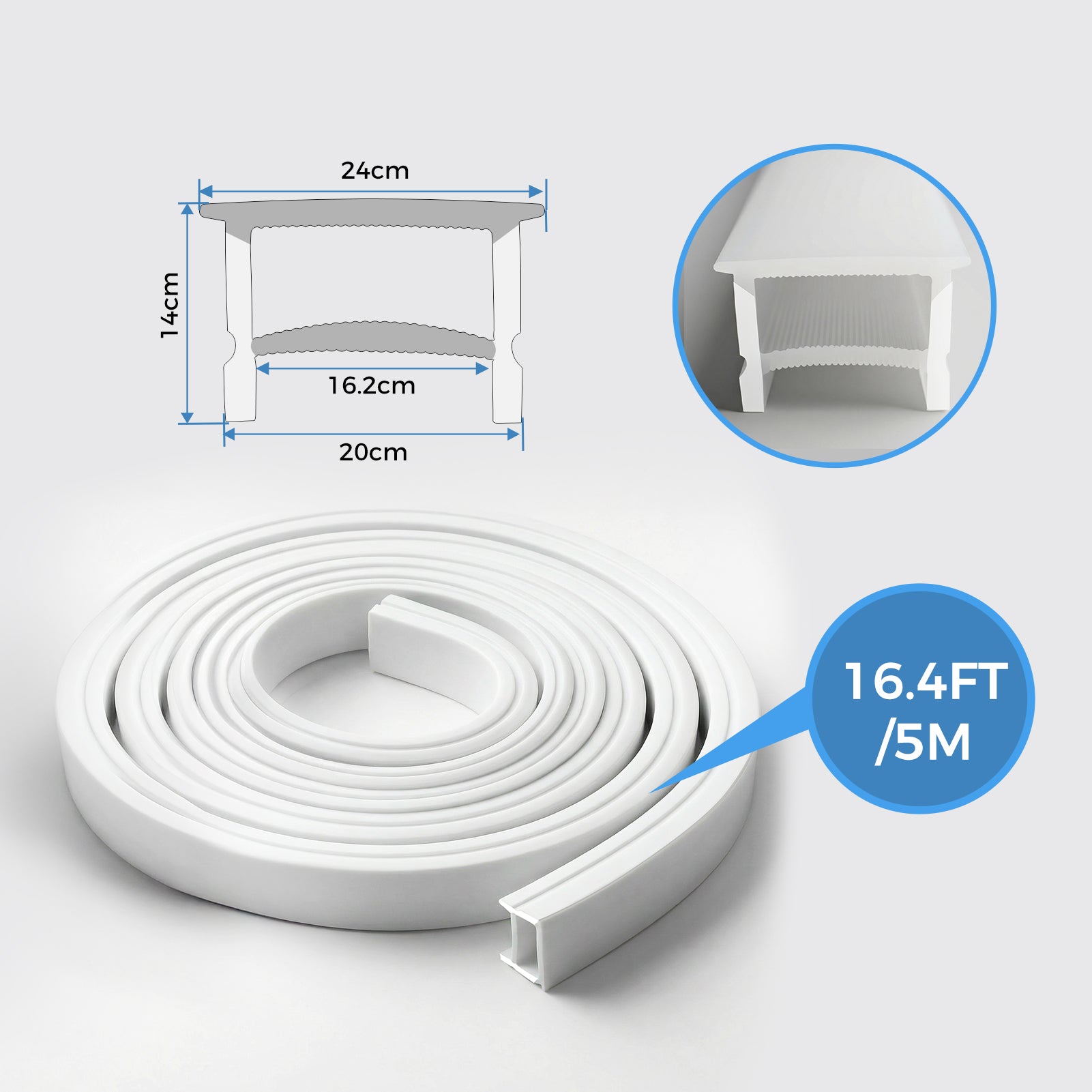 Boîtier pour néon – S2020 Noir | Système de canaux LED en silicone 20 x 20 mm | Étanchéité IP67 | Largeur du circuit imprimé 12 mm | 50 m | Stock local États-Unis/Royaume-Uni/Allemagne