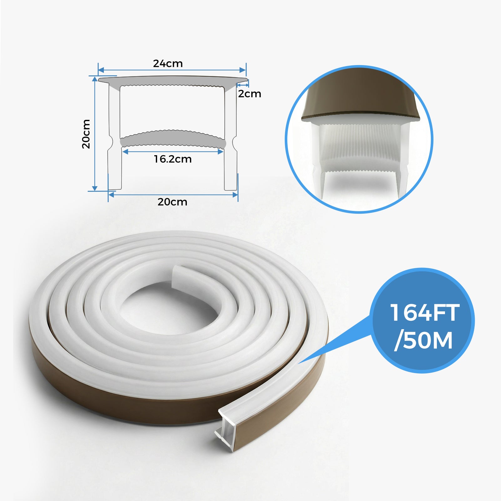 20×20mm Quick Install Neon Light Housing – S2020-B With-Edge / Edge-Free Silicone Cover LED Channel System | Max Strip Width ≤16 mm | Double-Chamber Top-Emitting Neon Diffuser | for Architectural Cove Lighting & Storefront Signage Lighting | 164FT/50M