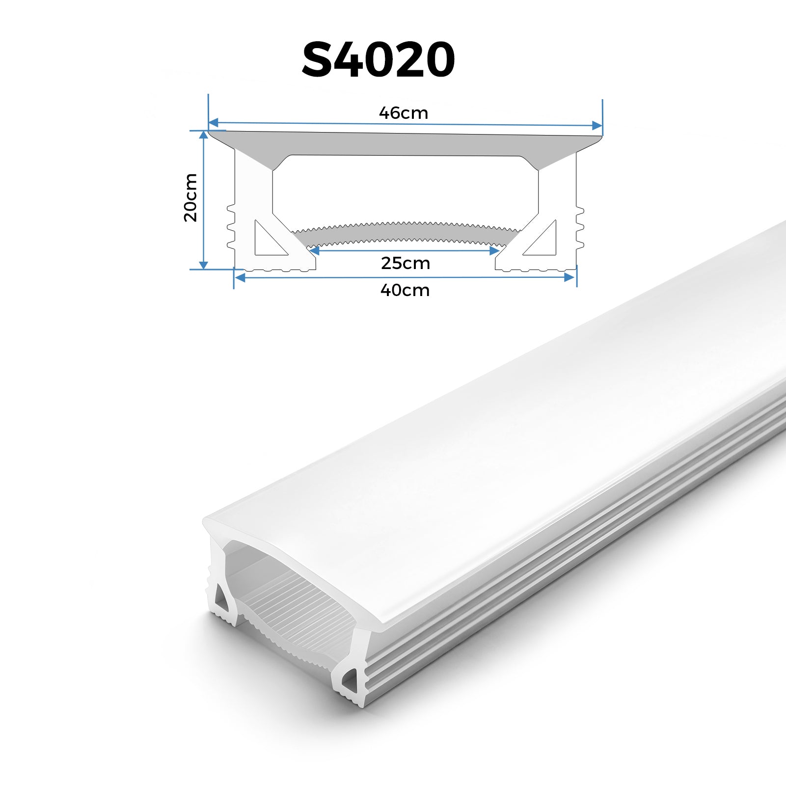 Boîtier pour néon – S2020 Noir | Système de canaux LED en silicone 20 x 20 mm | Étanchéité IP67 | Largeur du circuit imprimé 12 mm | 50 m | Stock local États-Unis/Royaume-Uni/Allemagne