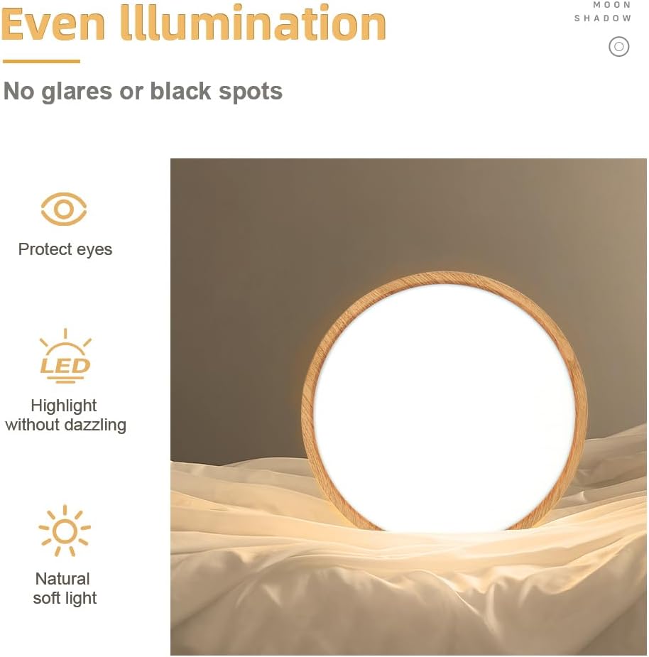 AC 220–240V Round LED Ceiling Light – Wood Grain – 24W – 3000K / 4500K / 5000K / 6500K – Flush Mount Ceiling Light – Local Stock (UK/DE)