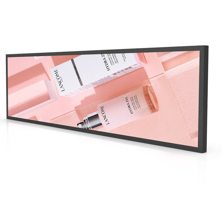 37,6 Zoll (920 × 258 mm sichtbar) ultrabreites Android-LCD-Balkendisplay für Einzelhandelsregale | Cloud-, App- und USB-Inhaltsverwaltung