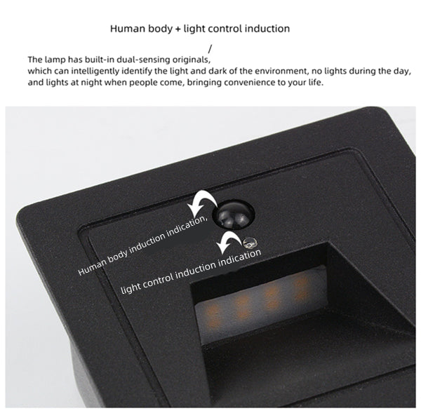 Lot de 4 appliques murales LED 3 W AC100-240 V IP65 étanches, éclairage d'escalier à induction infrarouge