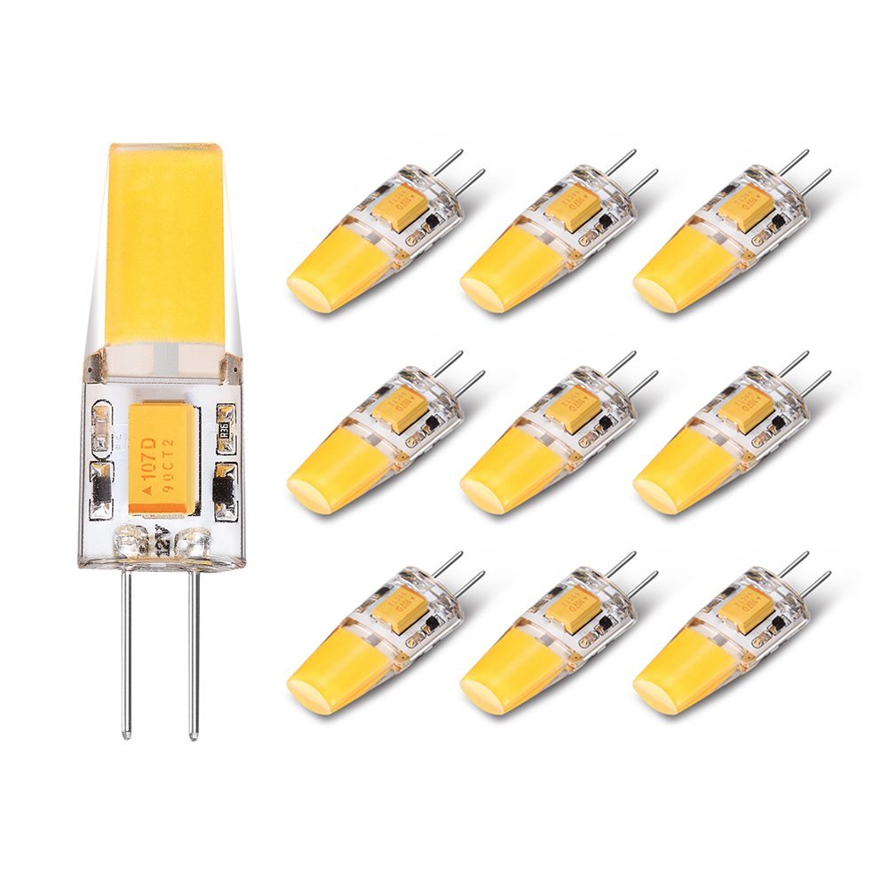 10er-Pack G4 LED-Glühbirne, Bi-Pin-Sockel, Silikonkapselung, 12 V, 2,5  Watt, 1508 COB-LEDs, CRI \u0026gt; 80, 230–250 Lumen, AC/DC 10–20 V, 25  W-Äquivalent, Halogen-LED-Ersatz, image size:1001x1001