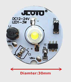 1W 3W DC12V-DC24V LED PCB Komponente 30mm Breite Runde Bord