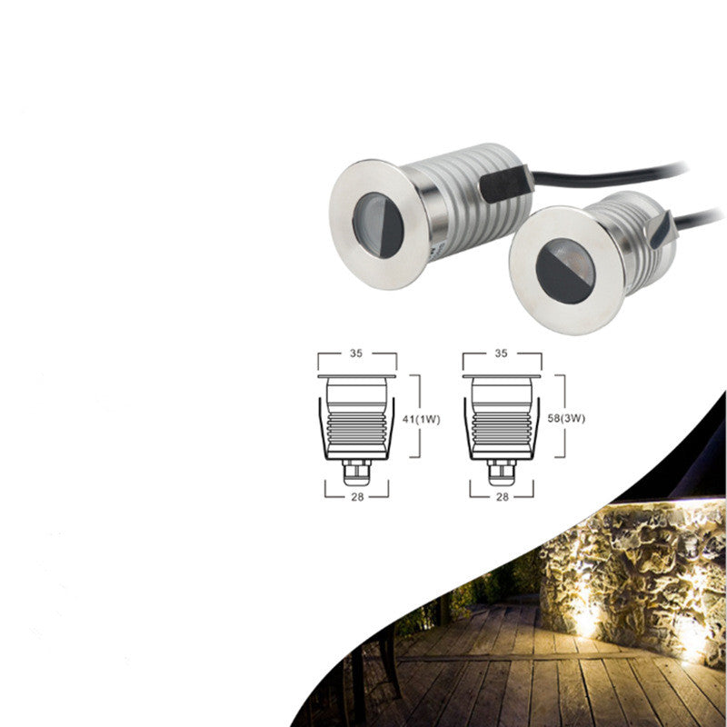 Lot de 8 spots LED encastrés en acier inoxydable, 1 W/3 W, DC12-24 V, IP67, avec lentille brossée antireflet en demi-lune