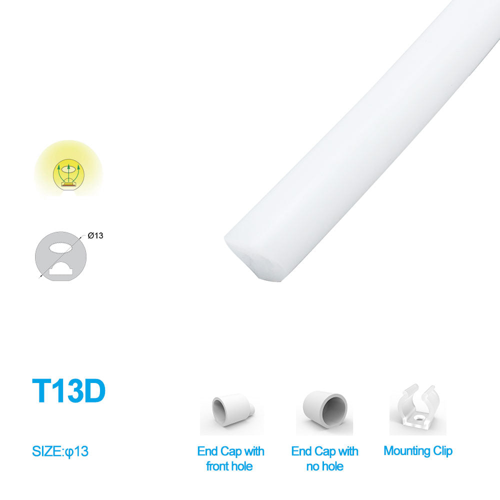 Neon Light Housing – S13D | ⏀13mm Silicone LED Channel System | IP67 Waterproof | 5mm PCB Width | 164FT/50M | Local Stock US/UK/DE