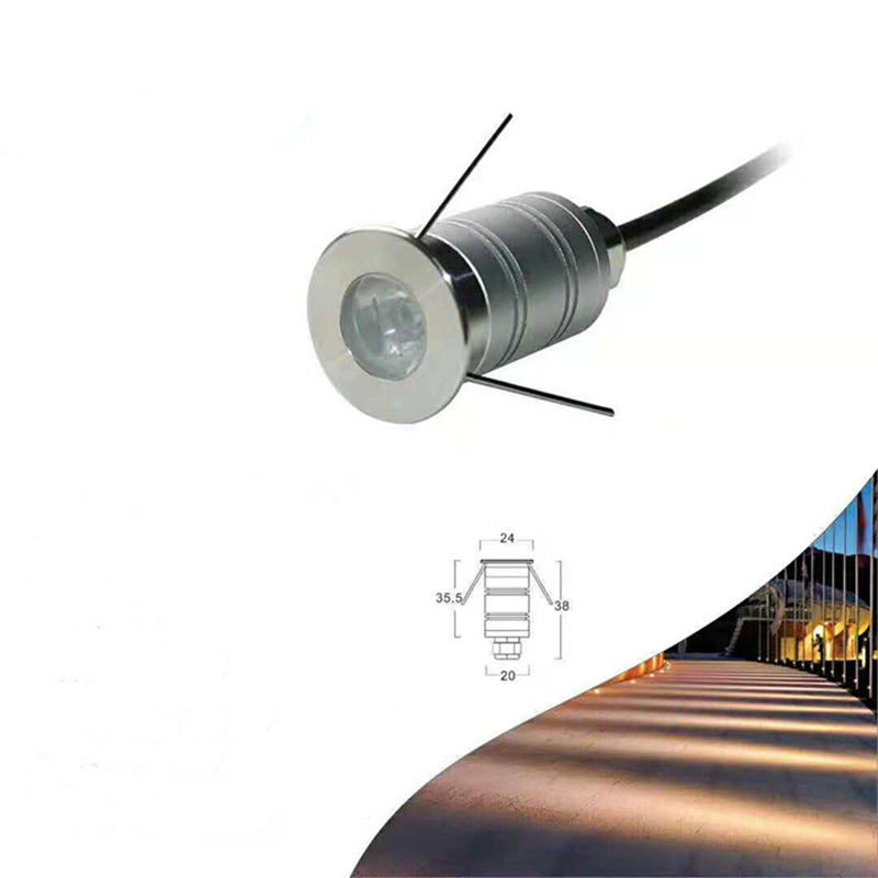 8PCS Pack 1W DC12V-24V IP67 15° Angle Waterproof Garden Stainless Steel Wall Corner Light Outdoor Spot LED Step Light