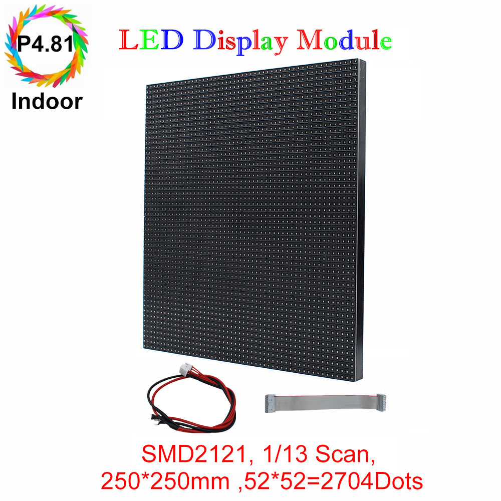 Module LED de location M-ID4.81 P4.81, dalle d'affichage LED RVB 4,81 mm, 250 x 250 mm, 2 704 points, balayage 1/13, 800 nits, pour affichage intérieur.