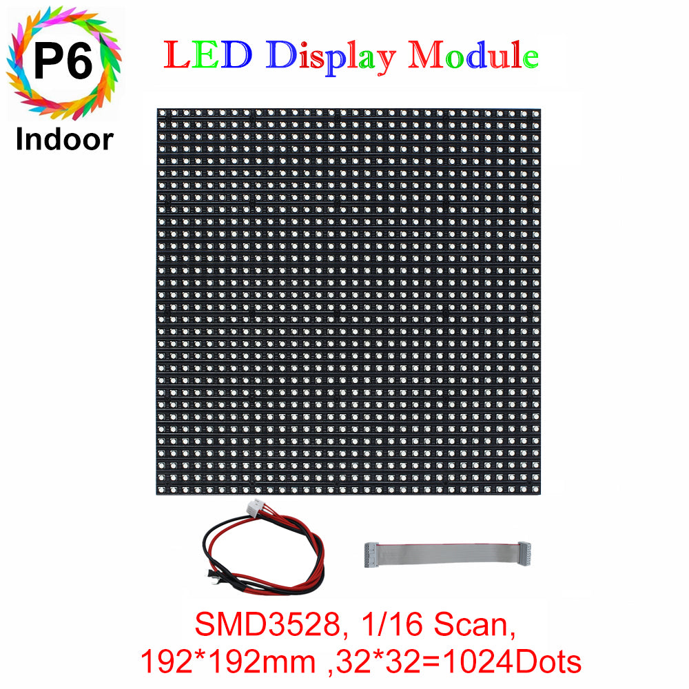 Module LED d'intérieur M-ID6 P6, dalle d'affichage LED RVB 6 mm, 192 x 192 mm, 1 024 points, balayage 1/16, 800 nits, pour affichage intérieur.