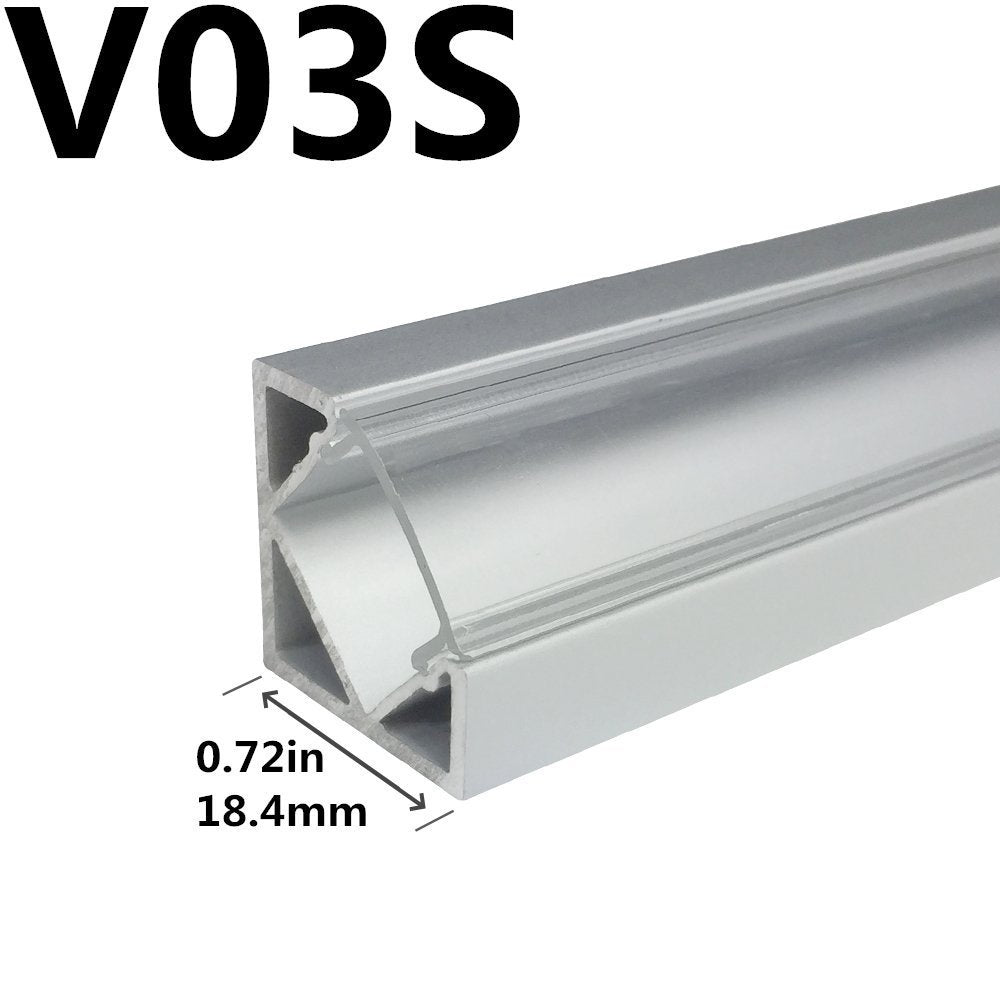V Shape LED Channel V03-A – 12mm | Silver / Black | Milky White Cover | With Installation Accessories | – Standard Aluminum Profile – 1m / 2m / 3m | 50 / 100-Pack