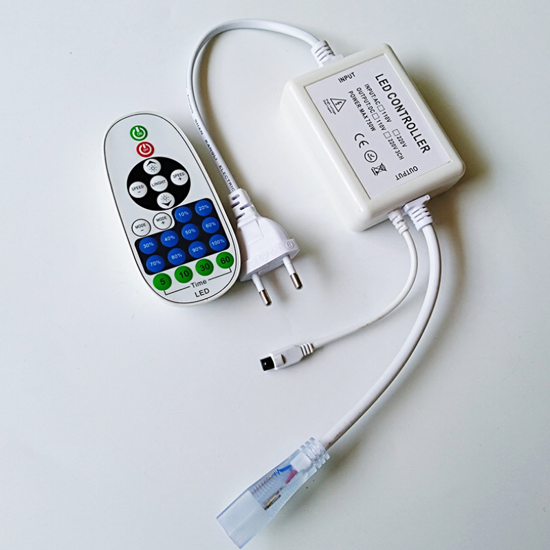 750W AC110V/220V LED Dimmer – Wireless Remote Control | 2-Prong Outlet | Timer Switch | For LED Strip Lights