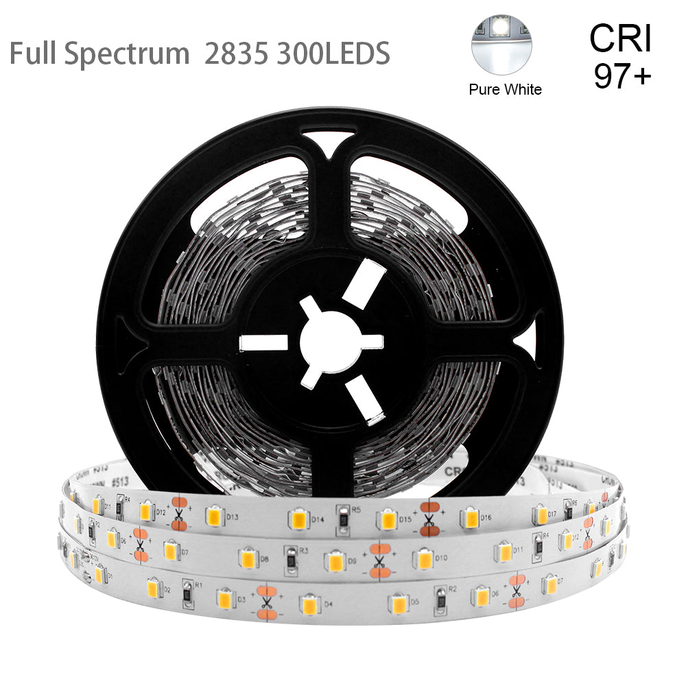 16.4FT 5Meter SMD2835 300LED 24V 10W Per Meter True Color CRI95+ Full Spectrum LED Strip Light