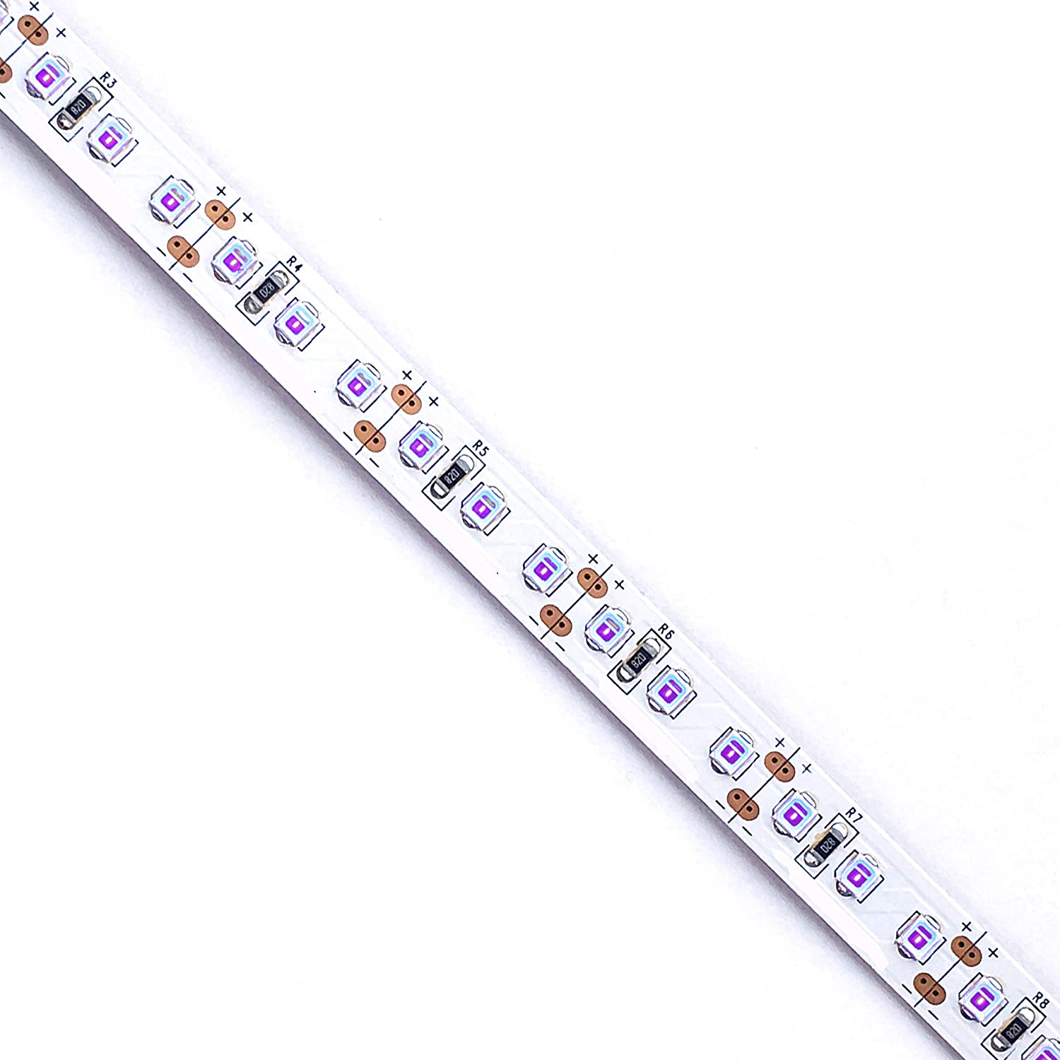 380-385nm SMD2835 UV LED Strip Light – 16.4FT / 5M | 60 / 120 / 240 LEDs/m | DC12V | Non-Waterproof / IP67 Waterproof | Not Include Power Supply | for Curing, Currency Validation & Medical Field