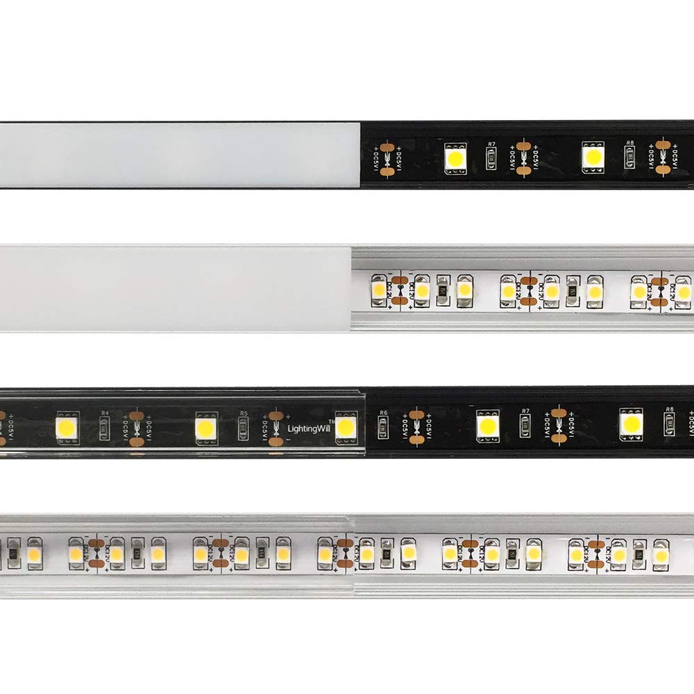 U Shape LED Channel U02–B 12mm | Silver | Milky White Cover | With Installation Accessories | – Standard Aluminum Profile – 1m / 2m / 3m | 50 / 100-Pack