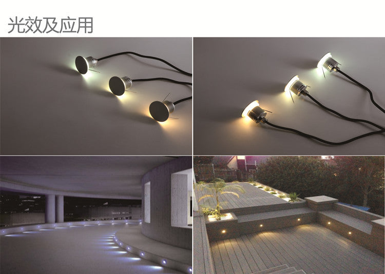8PCS Pack 1W 12-24V DC IP67 Outdoor Moonlight LED Deck Light LED Corner Light for Corridor Steps