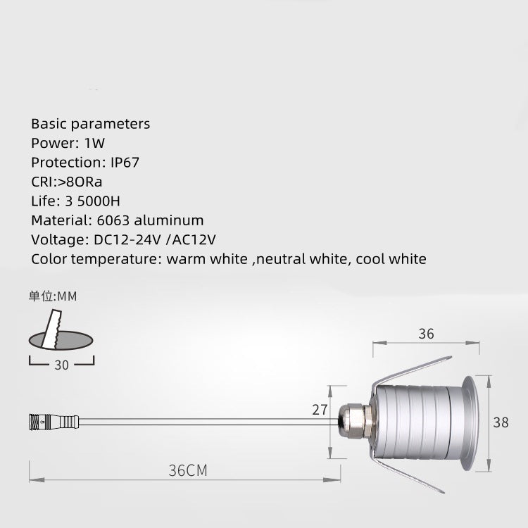 8PCS Pack 1W 12-24V DC/AC 12V IP67 Waterproof LED Step Light Dimmable Outdoor LED Garden Light Yard Light with Deep Anti-Glare Lens