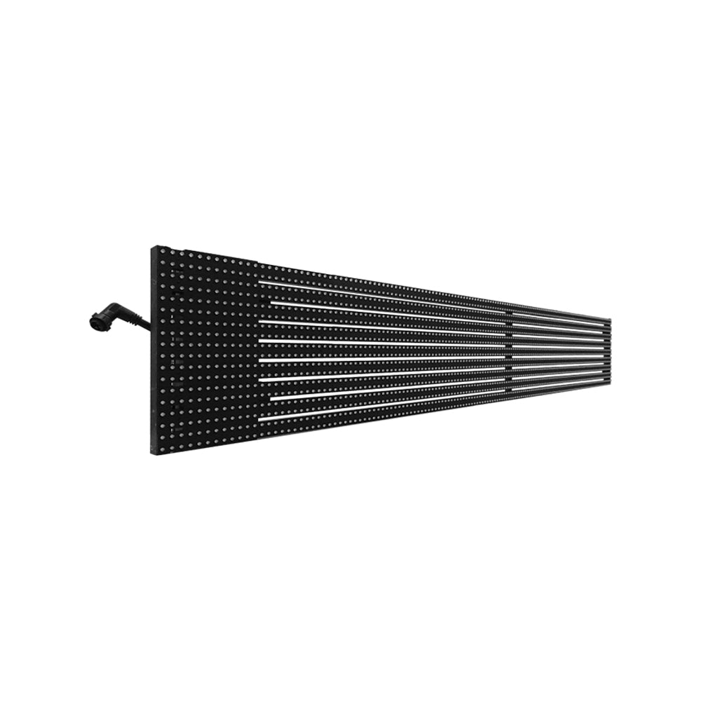 Écran LED extérieur transparent oClear série B P10/13 mm, étanche, haute luminosité 6 500 nits, dimensions 1 500 x 250 mm, boîtier en aluminium pour installation fixe