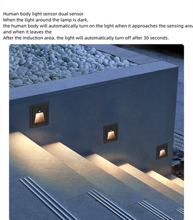 Lot de 4 appliques murales LED 3 W AC100-240 V IP65 étanches, éclairage d'escalier à induction infrarouge