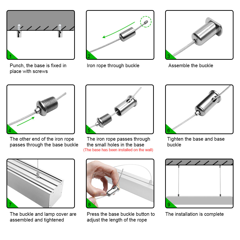 Wide Pendant LED Aluminum Channel H7676B – 54mm Inner Width | Silver | Milky White Cover | With Installation Accessories | – Suspension Mounting Linear Office Lighting – 1m / 2m | 10 / 20-Pack