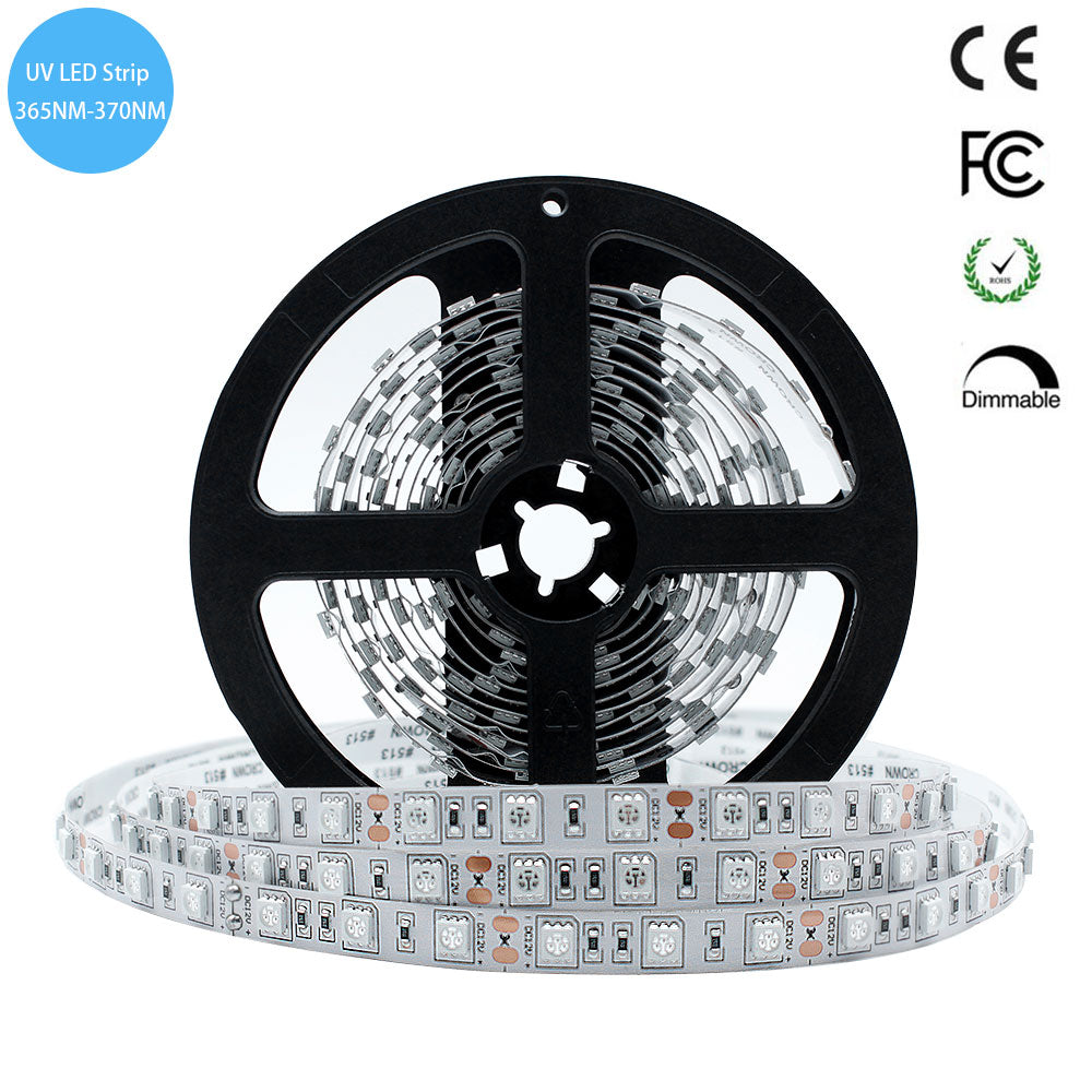 365nm 370nm SMD5050-300 12V 60LEDs/Meter UV LED Strip Light for Curing, Currency Validation