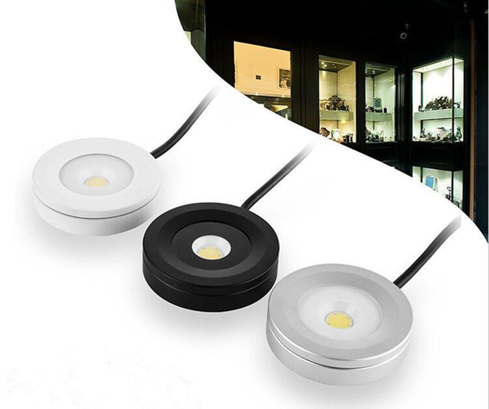 Lot de 2 rondelles LED étanches – 3 W | Blanc chaud / lumière du jour | Blanc / Argent / Noir | Câblé | Intensité variable avec variateur compatible | CA 110 V / 220 V | Fixation adhésive