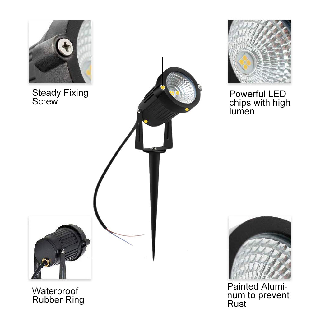 8 Pack 3W LED Landscape Lights Warm White 12V Waterproof Garden Pathway Lights Outdoor Spotlights