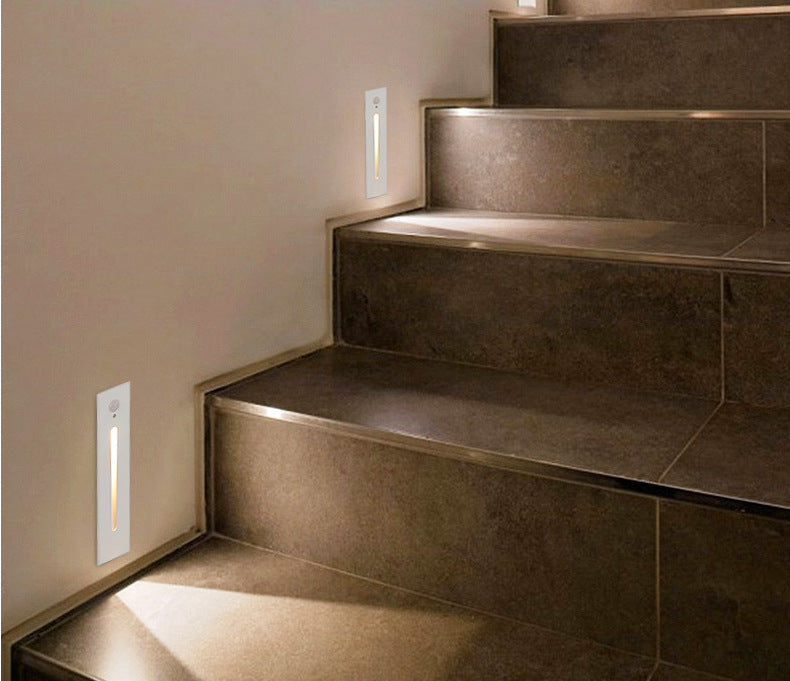 Lot de 4 appliques murales LED 3 W AC100-240 V IP65 étanches, éclairage d'escalier à induction infrarouge