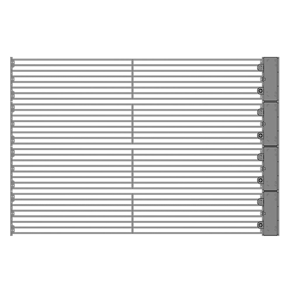 Écran LED extérieur transparent oClear série B P15,6/31,2 mm, étanche, haute luminosité 7 500 nits, dimensions 1 500 x 250 mm, boîtier en aluminium pour installation fixe