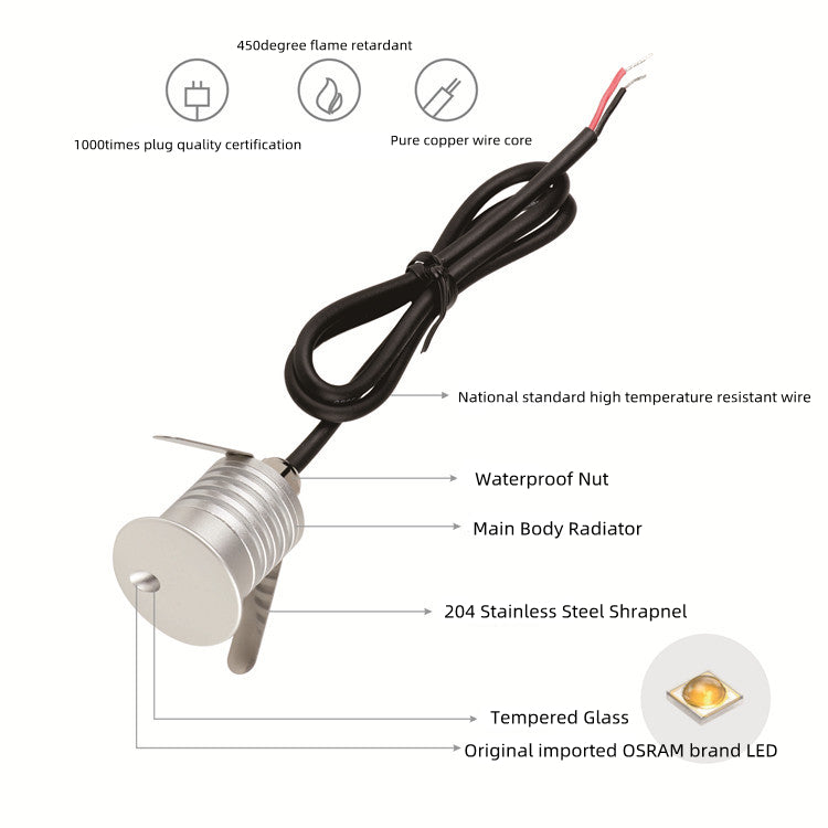 8PCS Pack  1W 12-24V DC IP67 LED Step Lights Round/Square Waterproof Dimmable Inground Light Made By 6063 Aluminum LED Wall Corner Light