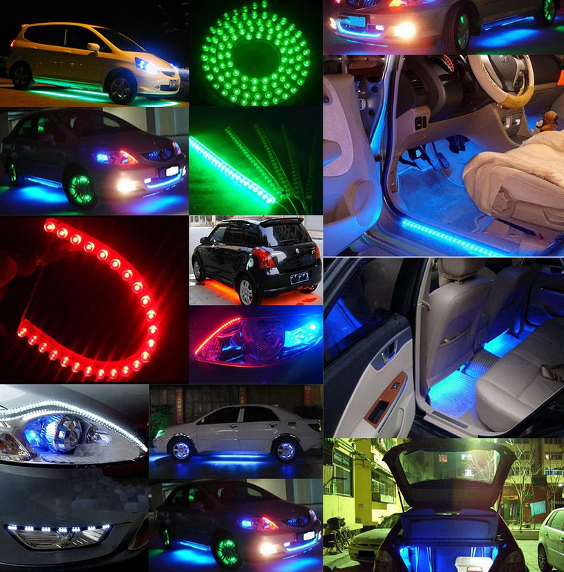 Waterproof Flexible Grill LED Strip Light | 12V DC | 24cm / 48cm / 72cm / 96cm / 120cm | 6000K / 3000K / Red / Green / Blue | Motorcycle & Car Decorative Lighting
