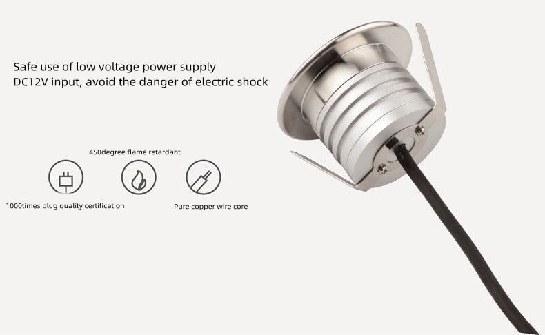 Lot de 6 spots encastrés extérieurs en acier inoxydable, 3 W, 12 V-24 V CC, IP67, antireflet, montable, à intensité variable, en nid d'abeille