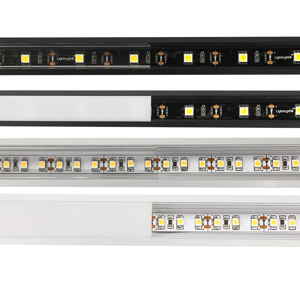 U Shape LED Channel U01-A – 12mm | Silver / Black | Milky White Cover | With Installation Accessories |  – Heavy-Duty Aluminum Profile – 1m / 2m / 3m | 50 / 100-Pack