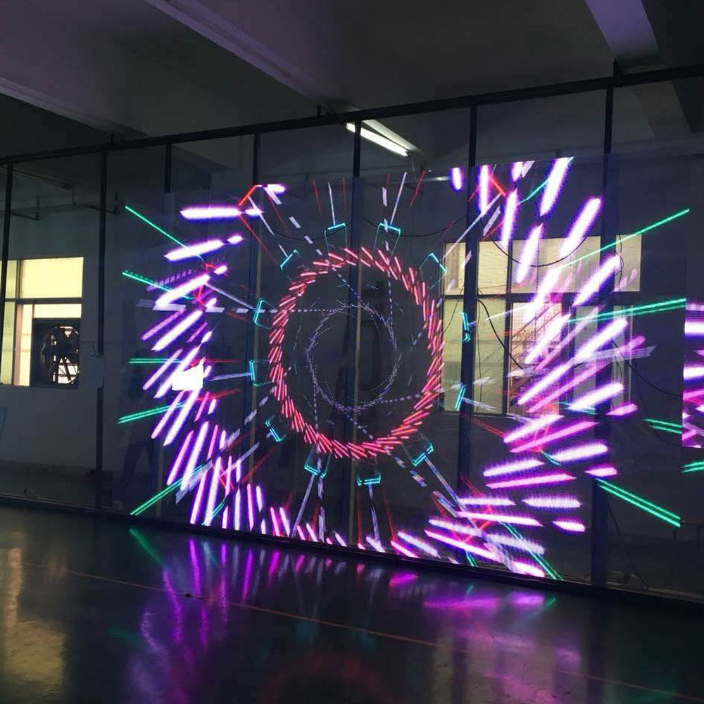 tClear Series Tri-proof P3.9/7.8mm OutdoorTransparent LED Display 4500nits in Size 1000x500mm Aluminum Cabinet for Indoor Installation for Glass /Window