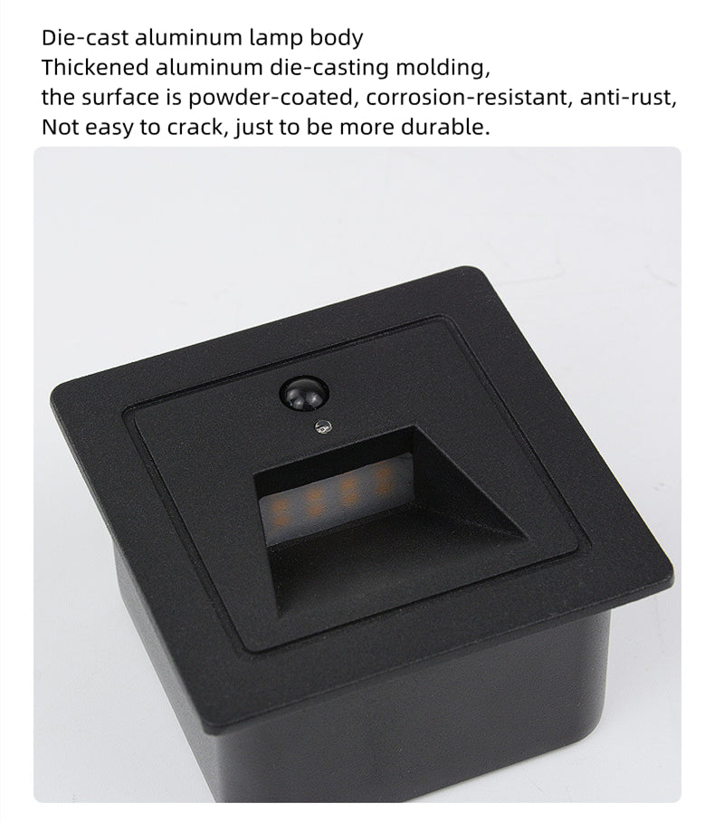 Lot de 4 appliques murales LED 3 W AC100-240 V IP65 étanches, éclairage d'escalier à induction infrarouge