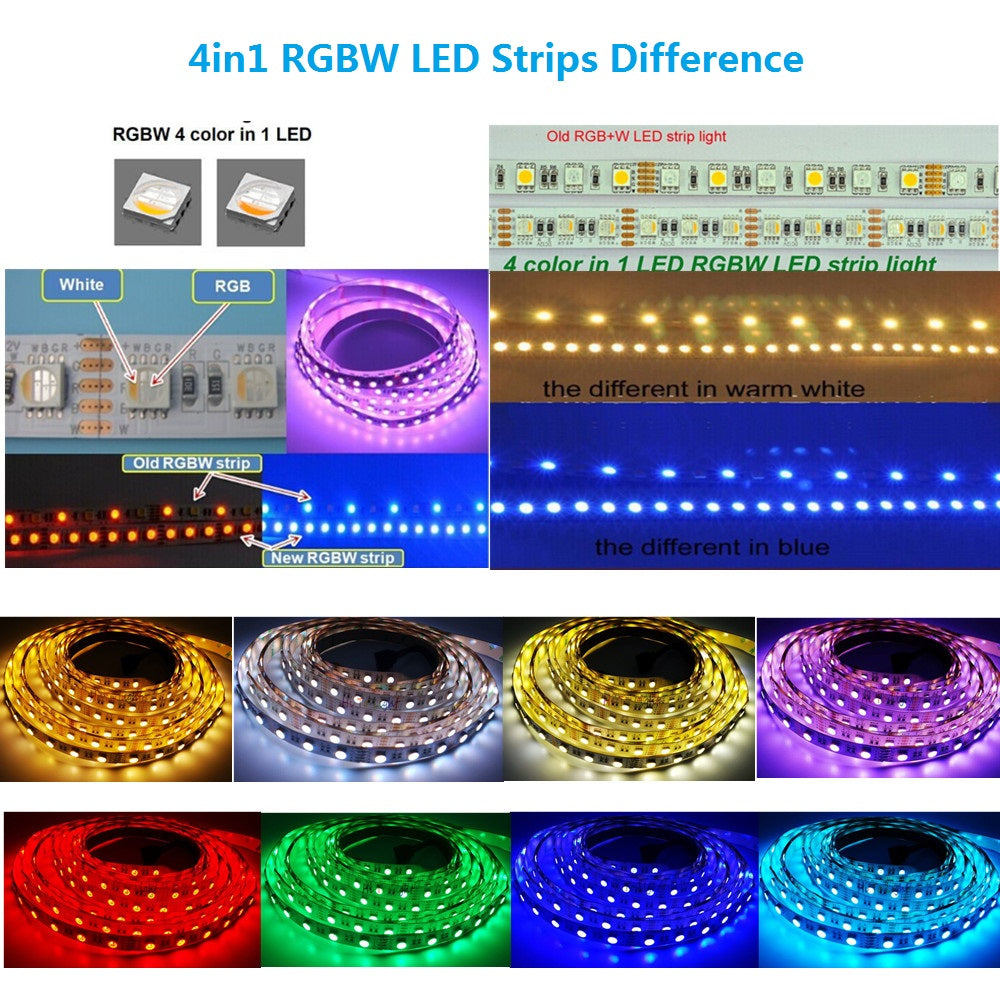 RGBW | RGBWW-LED-Streifen, 16,4 Fuß/5 m SMD5050-300 60 LEDs 19,2 W pro Meter 4-in-1-RGBW-LED-Streifenlichter