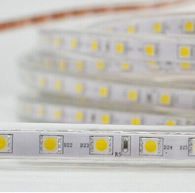 SMD5050 High Voltage LED Neon Strip Light - SMD5050 60 LEDs/M | 3000K / 4000K / 6000K / Red / Green / Blue / Pink | AC 110V / 220V | Waterproof Flexible Flat Rope Light with Power Plug | Indoor & Outdoor Decoration | 10/50M