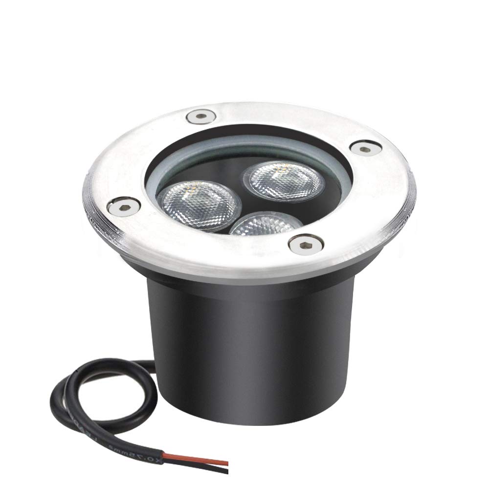 3W Low Voltage Inground LED Spotlight – Warm White | DC 12V / 24V | IP67 Waterproof | Outdoor Landscape & Path Lighting | for Driveway, Deck, Step & Garden Lighting | 6-Pack