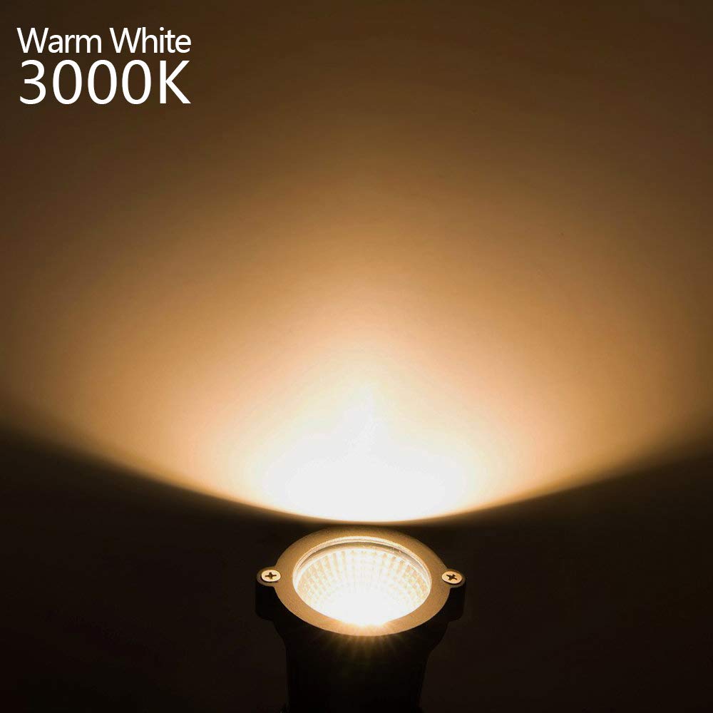 3W Low Voltage Inground LED Spotlight – Warm White | DC 12V / 24V | IP67 Waterproof | Outdoor Landscape & Path Lighting | for Driveway, Deck, Step & Garden Lighting | 6-Pack