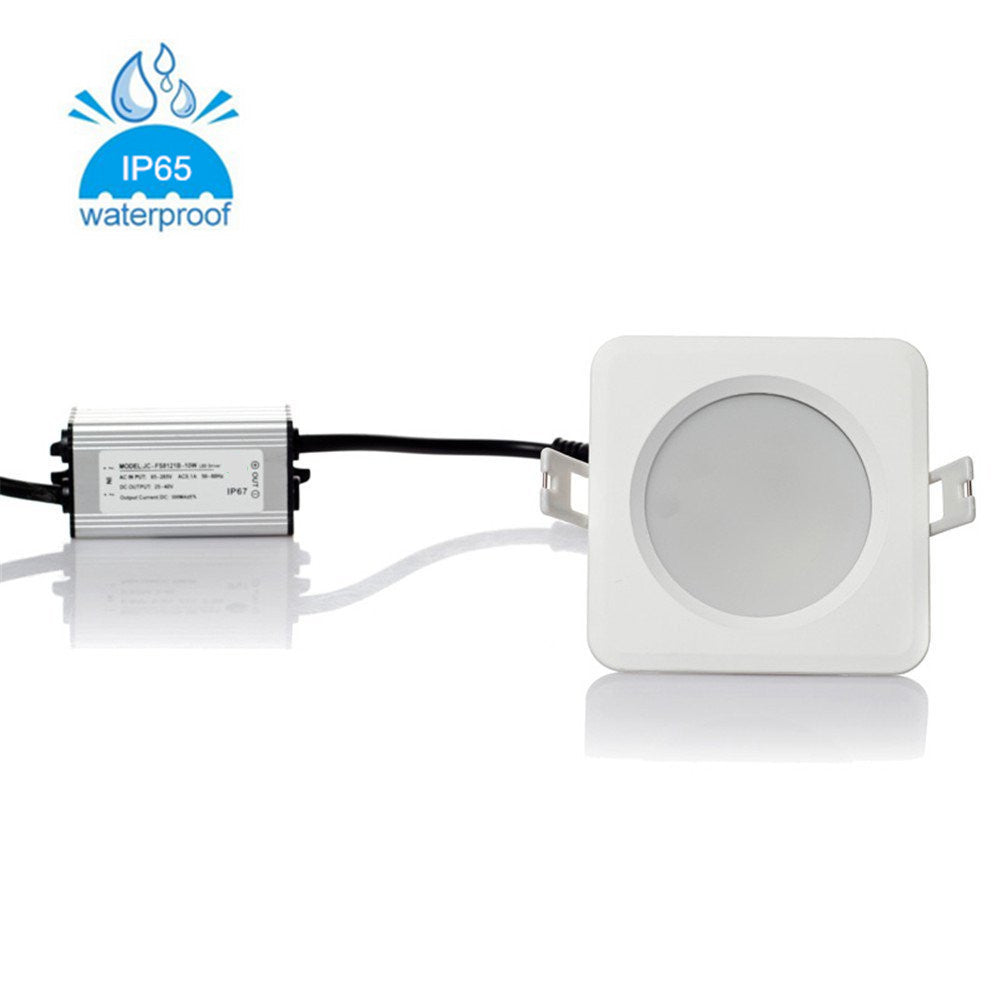 Spot LED carré étanche IP65 5 W/7 W/9 W/12 W/15 W, IRC > 80, pour douche, sauna et éclairage extérieur