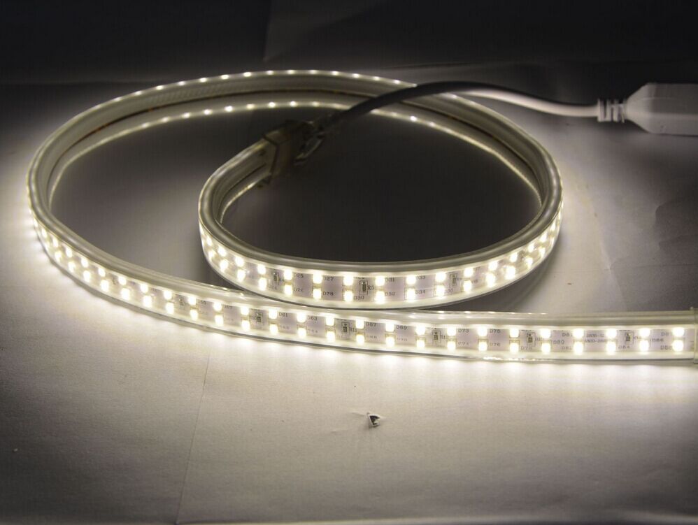 AC 110V 220V SMD2835 High Voltage Flat Strip Light 180 LEDs Per Meter Double Row with the power plug