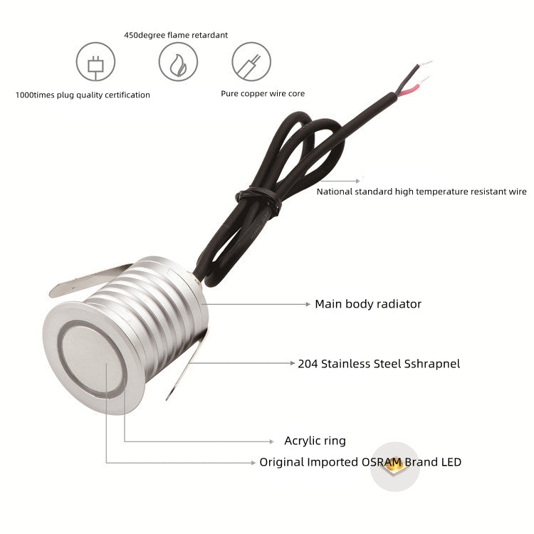 Lot de 8 appliques murales LED d'extérieur étanches IP67, 12 V-24 V CC, 1 W/3 W, pour couloir, échelle, marches