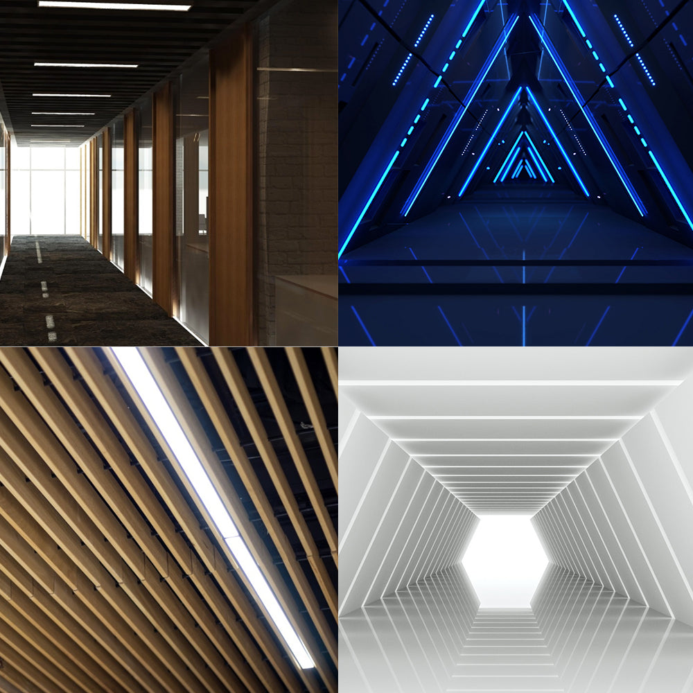 Profilé LED encastré large en aluminium H20050B – Largeur intérieure 173 mm | Argent | Cache blanc laiteux | Avec accessoires d'installation | Éclairage linéaire de bureau encastré – 1 m/2 m | Lot de 10/20