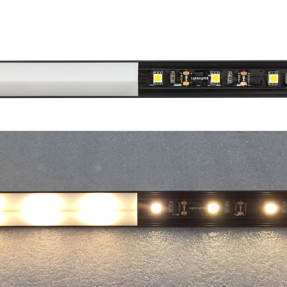 V Shape LED Channel V01-A – 12mm | Silver / Black | Milky White Cover | With Installation Accessories | – Heavy-Duty Aluminum Profile – 1m / 2m / 3m | 50 / 100-Pack