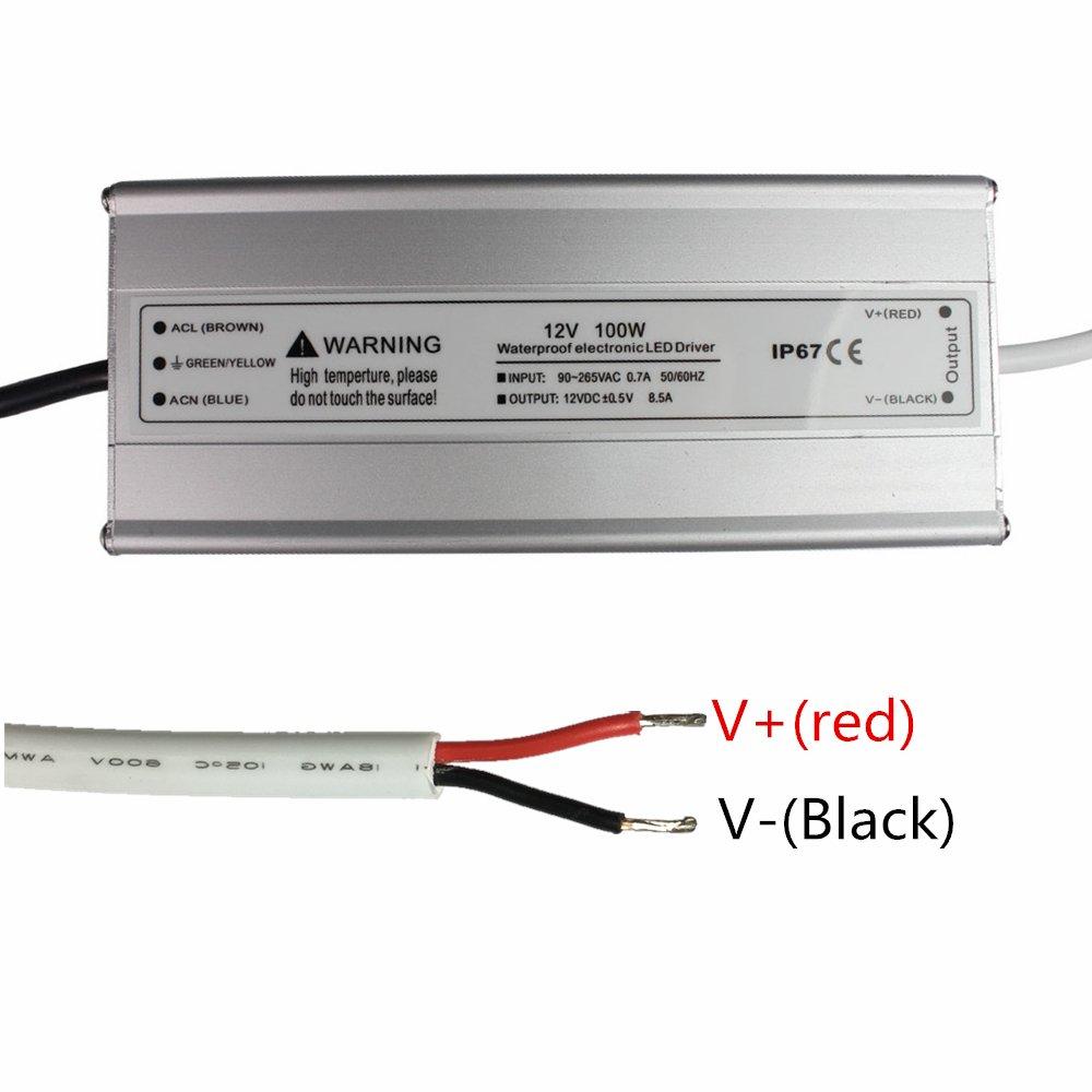 Waterproof IP67 LED Power Supply 110V 220V AC to 12V DC Driver Transformer 3-Prong Plug 3.3 Feet Cable