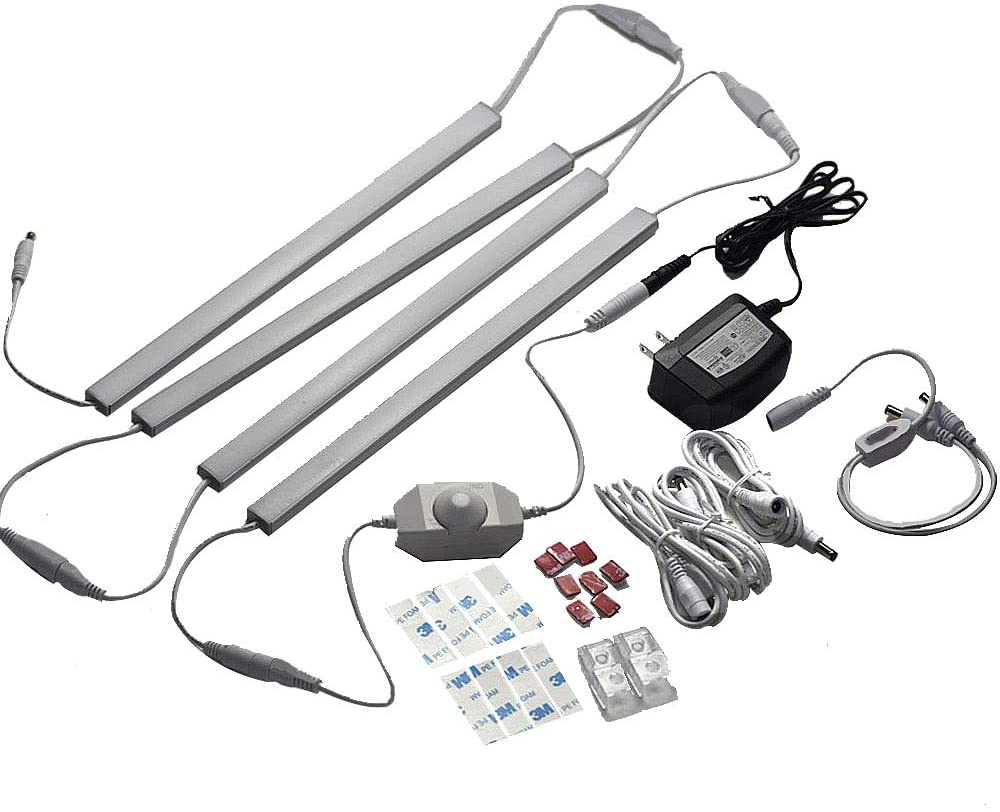 Superbright LED Under Cabinet Lights Dimmable 13" x 4-Bars for Kitchen, Closet with 276 LEDs